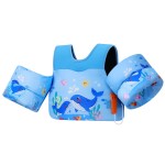 MoKo Toddler Swim Vest - Cute Toddler Floaties with Emergency Whistle for Kids 22-66 lbs Water Wings Arm Band Floaties Swim Training Equipment for Beach Swimming Pool Sea, Blue Squirting Whale