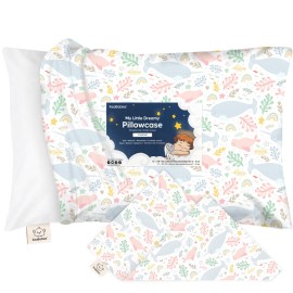 KeaBabies Toddler Pillowcase 13x18 - Organic Cotton Toddler Pillowcase for Kids, Boys, Girls, Soft & Durable Cotton Cover for Miniature Sleepy Pillows, Cute Colors, Pillow Sold Separately (Narwhal)