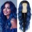 Long Blue Wavy Wigs for Women Ombre Curly Natural Middle Part Synthetic Curly Heat Resistant Fiber Hair Replacement Wigs for Daily Party