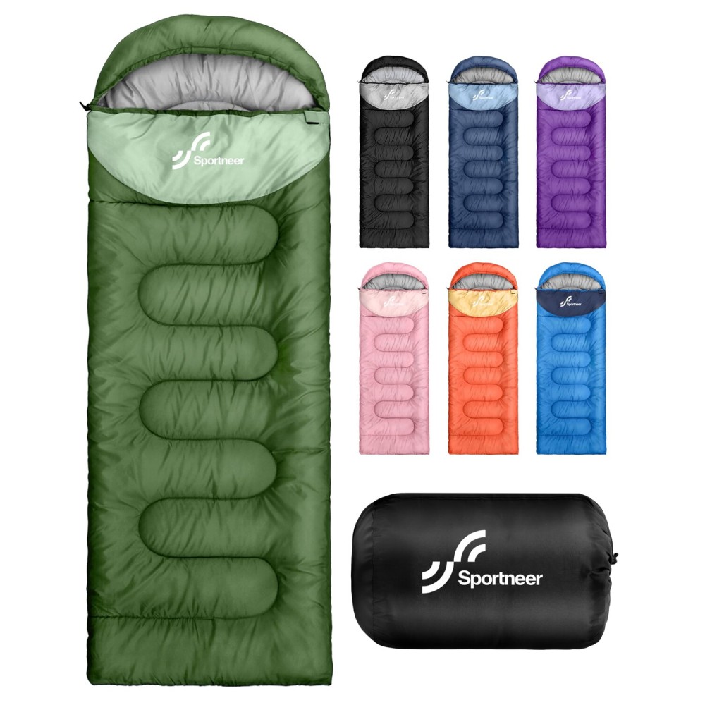 Sportneer Sleeping Bag for Adults & Kids, Cold Weather 3-4 Season Camping Sleeping Bags with 32-65 or 50-80 Temperature Options, Warm Lightweight Backpacking Bag for Camping, Hiking & Travel