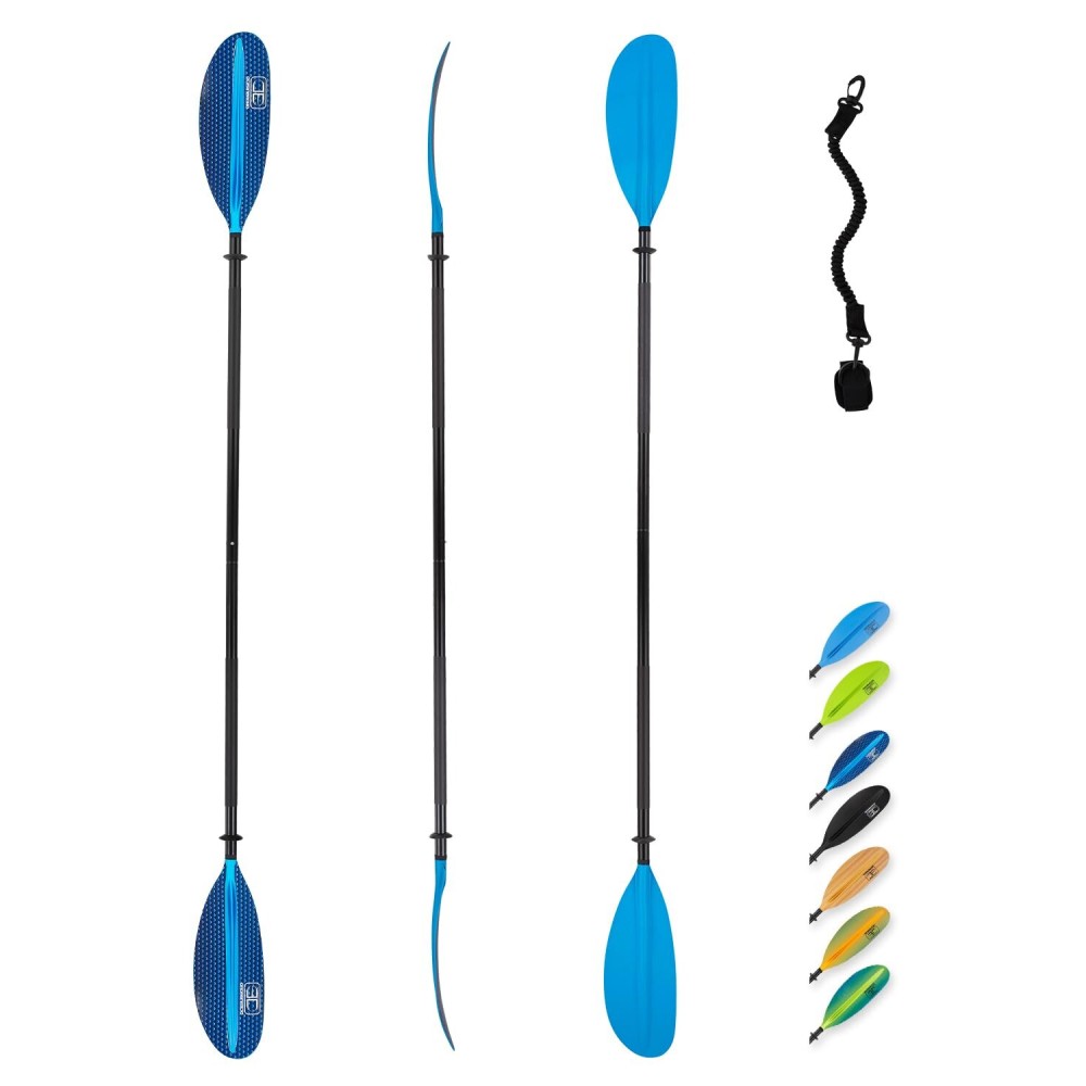 OCEANBROAD Kayak Paddle 86in/218cm Alloy Shaft Kayaking Boating Canoeing Oar with Paddle Leash 1 Paddle, HexaGradient Blue