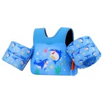 MoKo Toddler Swim Vest - Cute Toddler Floaties with Emergency Whistle for Boys and Girls 22-66 lbs Water Wings Arm Band Floaties Swim Training Equipment for Beach Swimming Pool Sea, Blue Shark