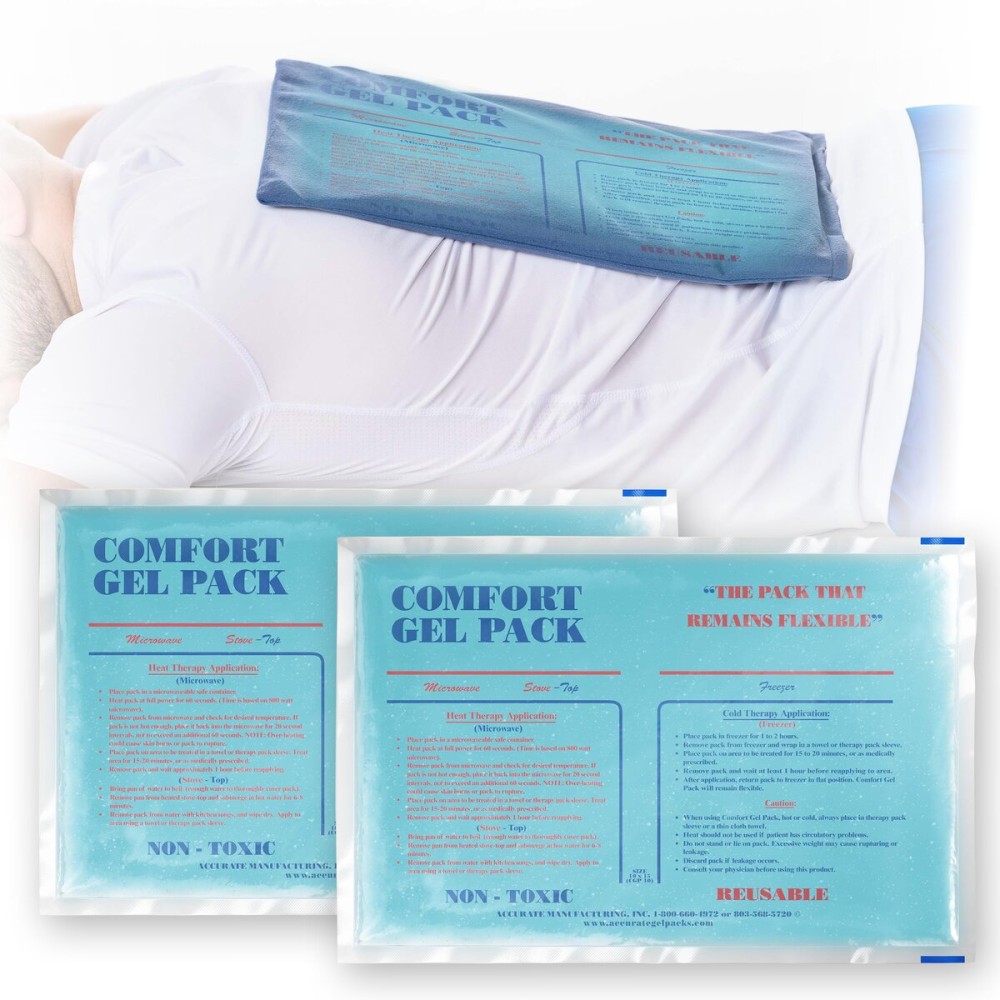 Flexible Reusable Gel Packs for Neck, Wrist, Arm, Back and Shoulder Pain Relief - Versatile Hot or Cold Gel Packs for Injuries, Sore Muscles or Toothache Pain Relief, Blue, 10 x 15, 2 Pack