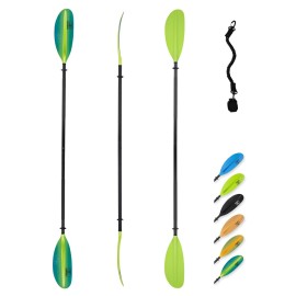 OCEANBROAD Kayak Paddle 86in/218cm Alloy Shaft Kayaking Boating Canoeing Oar with Paddle Leash 1 Paddle, Green Aurora