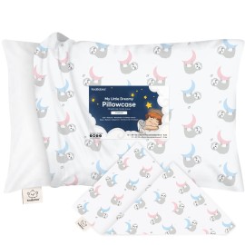 KeaBabies Toddler Pillowcase 13x18 - Organic Cotton Toddler Pillowcase for Kids, Boys, Girls, Soft & Durable Cotton Cover for Miniature Sleepy Pillows,Cute Colors,Pillow Sold Separately (Moon Sloth)