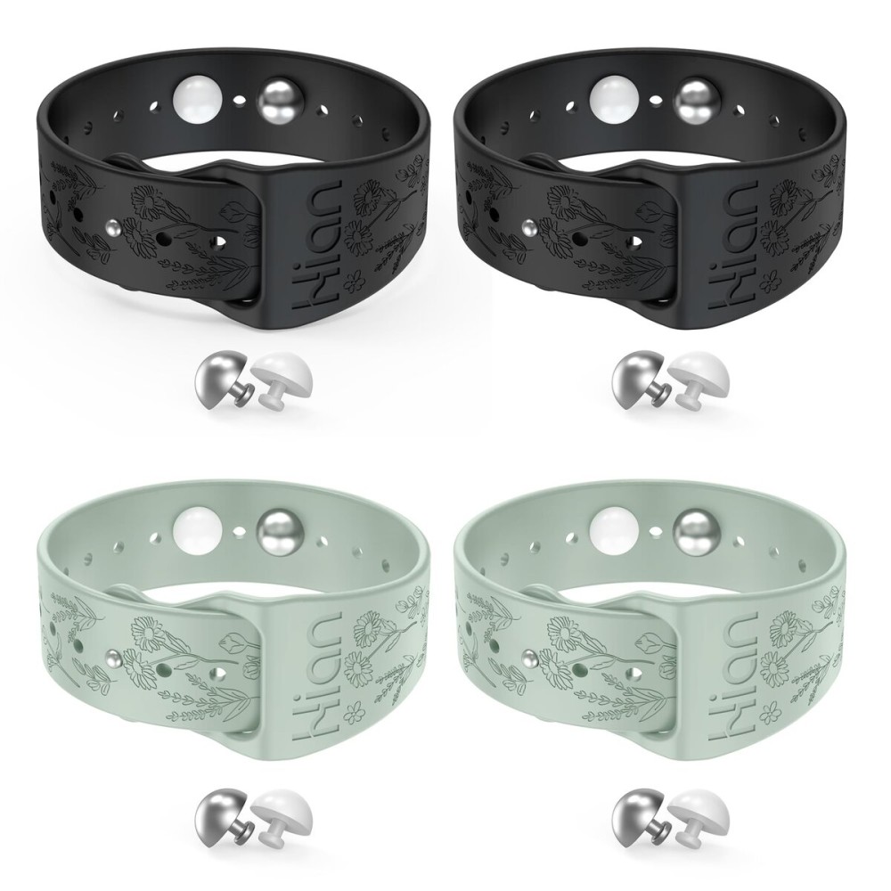 Hion Motion Sickness Bracelets Sea Sickness Wristbands for Motion Sickness/Morning Sickness/Pregnancy Nausea Anti Nausea Wristband Acupressure Nausea Bands Motion Sickness Bands2Pairs-Black+Beryl