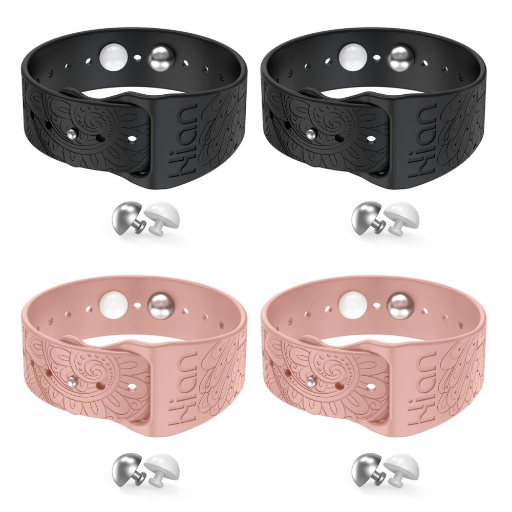 Hion Motion Sickness Bracelets Sea Sickness Wristbands for Motion Sickness/Morning Sickness/Pregnancy Nausea Anti Nausea Wristband Acupressure Nausea Bands Motion Sickness Bands2Pairs-Black+Pink