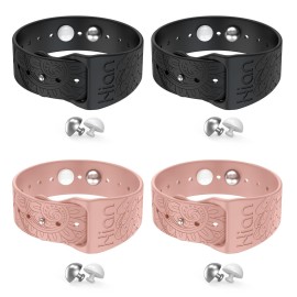 Hion Motion Sickness Bracelets Sea Sickness Wristbands for Motion Sickness/Morning Sickness/Pregnancy Nausea Anti Nausea Wristband Acupressure Nausea Bands Motion Sickness Bands2Pairs-Black+Pink