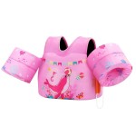 MoKo Toddler Swim Vest - Cute Toddler Floaties with Emergency Whistle for Boys and Girls 22-66 lbs Water Wings Arm Band Floaties Swim Training Equipment for Beach Swimming Pool Sea, Pink Seal