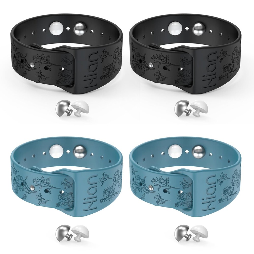 Hion Motion Sickness Bracelets Sea Sickness Wristbands for Motion Sickness/Morning Sickness/Pregnancy Nausea Anti Nausea Wristband Acupressure Nausea Bands Motion Sickness Bands(2Pairs-Black+Bule)