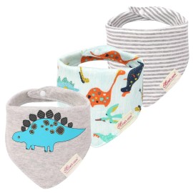 JN&LULU 3 Pack Newborn Baby Bibs Bandana Drool Bibs for Drooling Cotton Baby Gifts (Sword Dragon)