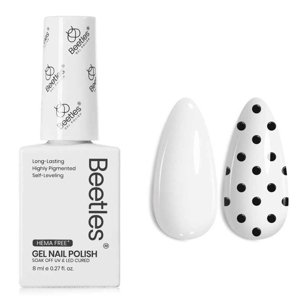 Beetles White Gel Polish - Hema-Free French Gel Nail Polish High Gloss Soak Off Pure White Rhythm Nail Polish Nail Art Manicure Salon White Color Bottle