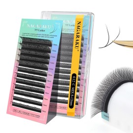 NAGARAKU YY Eyelash Extensions Supplies Y Lash 4D Easy Fan Russian Volume Crisscross YY Eyelashes Handwoven Y Shaped Mesh Wispy Clusters 12 Rows Pre Fanned Eye Lashes Black - 0.12C (8-12mm) Mix
