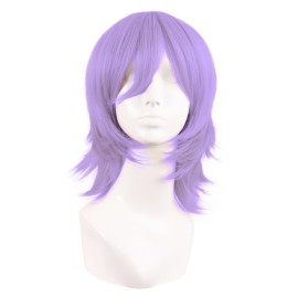 MapofBeauty 14 Inch/35 cm Short Cosplay Wolf Tail Synthetic Side Bangs Party Wig (Light Purple)