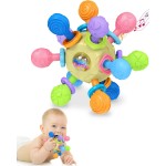 Baby Toys for 0-6 6-12 Months Ages 0-2, Tummy Time Montessori Toys for Babies 0 3 6 9 12 18 Months, Newborn Infant Sensory Toys, Baby Shower Gifts for Boys Girls -Yellow