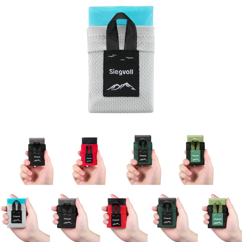 Siegvoll Pocket Picnic Blanket for 1 Persons, 43.3x27.56 (1.27oz) Super Light Compact Beach Blanket, SandProof Waterproof Portable Beach Picnic Mat for Outdoor Hiking Camping Travel Festival(Blue)