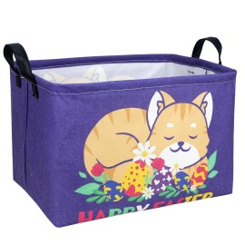 ASKETAM Cat Easter Basket for Kid Large Empty Easter Bunny Eggs Dcor Storage Basket (Cat)