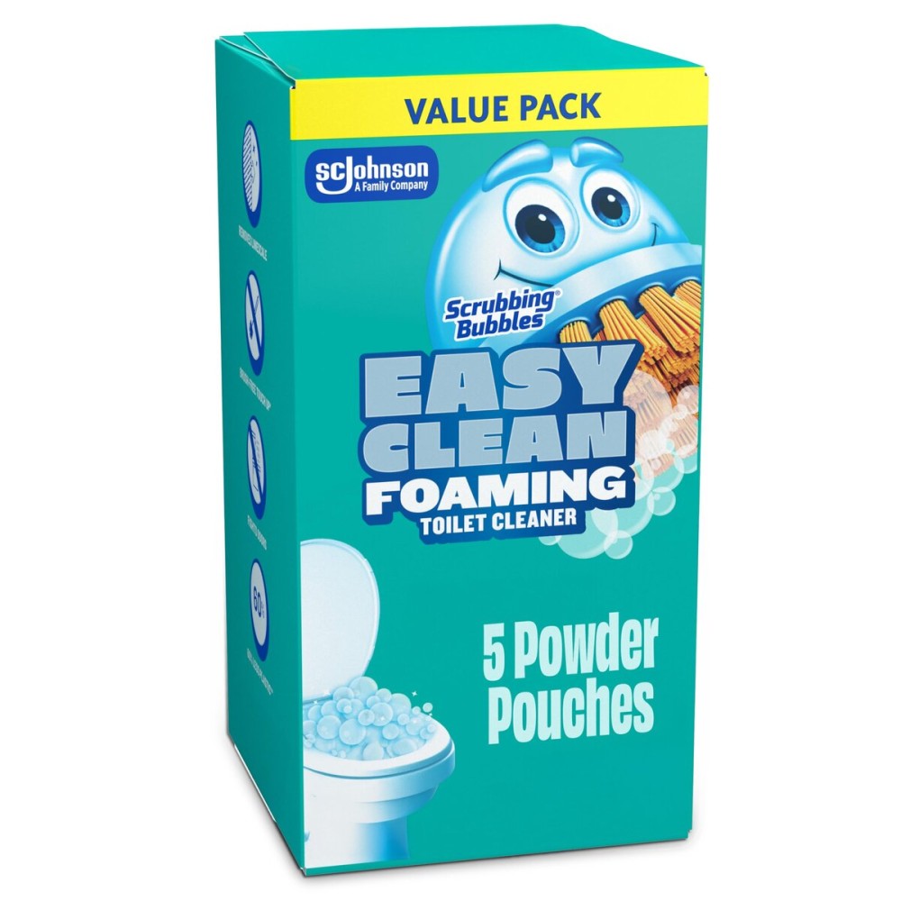 Scrubbing Bubbles Easy Clean Foaming Toilet Bowl Cleaner, Easy Toilet Drop In Powder Pouches, 100g (5 Pouches)