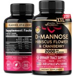 D-Mannose 2000mg with Cranberry & Hibiscus - Clinically Tested Strength for Urinary Tract Health - Supplement for Women - Bladder, Liver & Microflora Support - Made in USA - Vegan, 240 Capsules