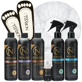 Norvell Spray Tan Starter Pack - Complete Sunless Tanning Kit with Professional Tanning Solutions, Pre and Post-Tan Care, Neat Feet, Hair Caps and Drying Powder