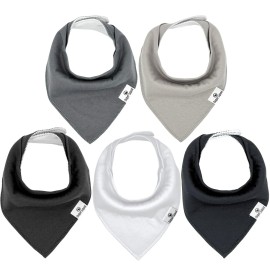 DiaperSquad\'s 5-Pack Baby Bibs for Drooling and Teething, Bibs for Boys, Baby Girl - Solid Cotton Baby Drool Bibs (Basics)
