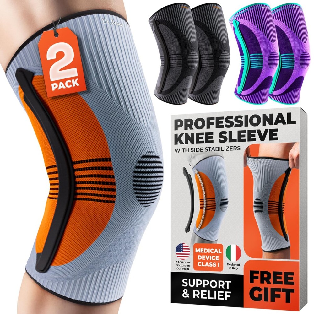 DR. BRACE ELITE Knee Brace with Size Stabilizer (2 Pack) Knee Brace for Women & Men, Workout, Sports, Daily Knee Compression Sleeve for Maximum Knee Pain Support & Fast Recovery (Venus, XXX-Large)