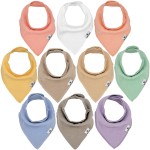 DiaperSquad\'s 10-Pack Baby Bibs for Drooling and Teething, Bibs for Boys, Baby Girl - Solid Cotton Baby Drool Bibs (Pastel - 100% Muslin)