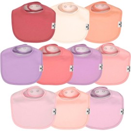 DiaperSquad\'s 10-Pack Baby Bibs for Drooling and Teething, Bibs for Boys, Baby Girl - Solid Cotton Baby Drool Bibs (Girly Solids Traditional)