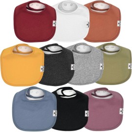 DiaperSquad\'s 10-Pack Baby Bibs for Drooling and Teething, Bibs for Boys, Baby Girl - Solid Cotton Baby Drool Bibs (Earthy Color Traditional)