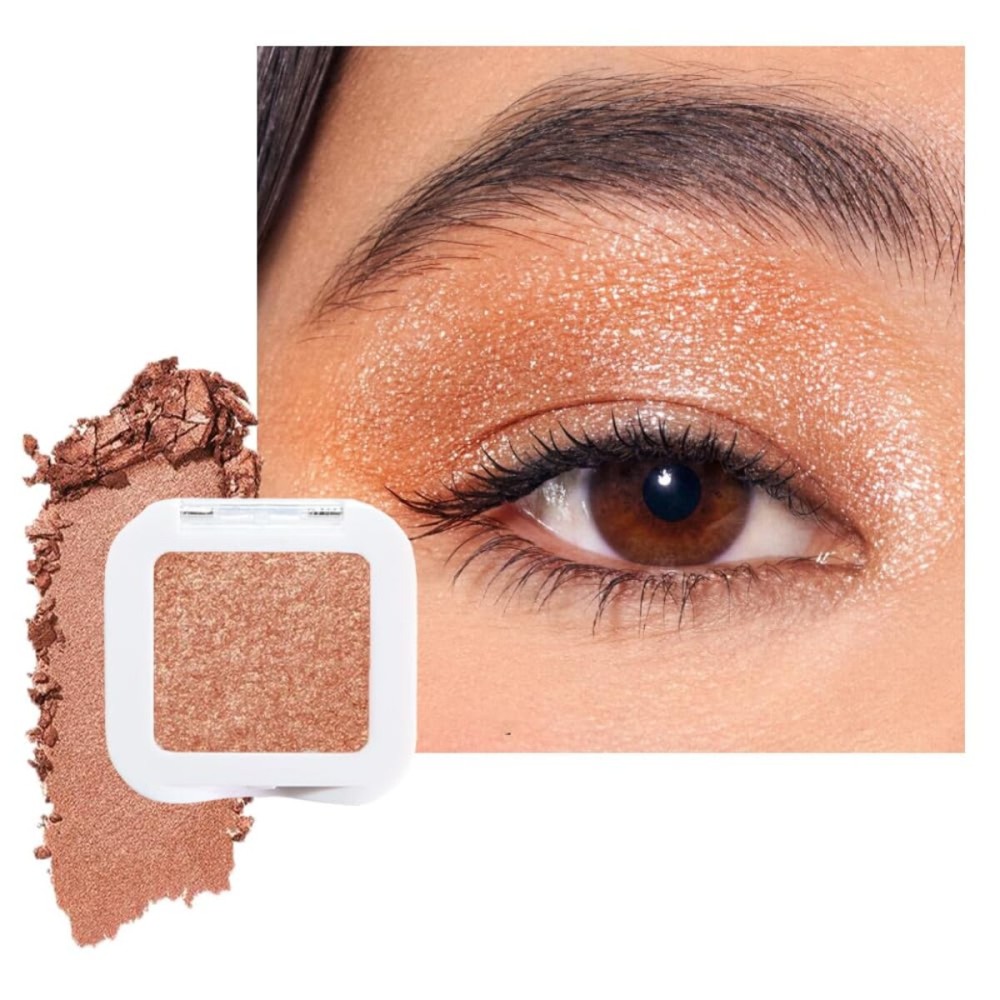 FeiCuiYun Glittler Single Eye Shadow Palette Makeup, Champagne Gold Sparkle Shimmer Monochrome Eyeshadow For Older Women, Pigmented Waterproof Sombras Para Ojos, Vegan, Talc, Paraben&Cruelty Free, 01