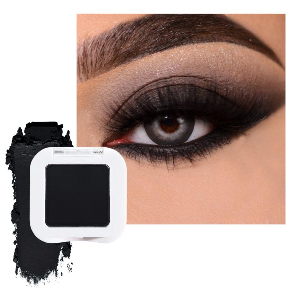 FeiCuiYun Matte Single Eye Shadow Palette Makeup, Deep Dark Black Monochrome Eyeshadow For Older Women, Mini Single Pressed Pigmented Waterproof Sombras Para Ojos, Vegan, Talc, Paraben&Cruelty Free