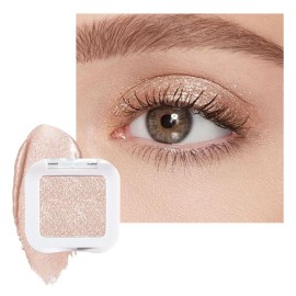 FeiCuiYun Glitter Singe Eye Shadow Palette Makeup, Pearl White Glitter Monochrome Eyeshadow For Older Women, Mini Pressed Pigmented Waterproof Sombras Para Ojos, Vegan, Talc, Paraben & Cruelty Free