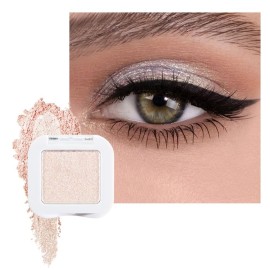 FeiCuiYun Glittler Single Eye Shadow Palette Makeup, Sheer White Sparkle Shimmer Monochrome Eyeshadow For Older Women, Pigmented Waterproof Sombras Para Ojos, Vegan, Talc, Paraben & Cruelty Free, 02
