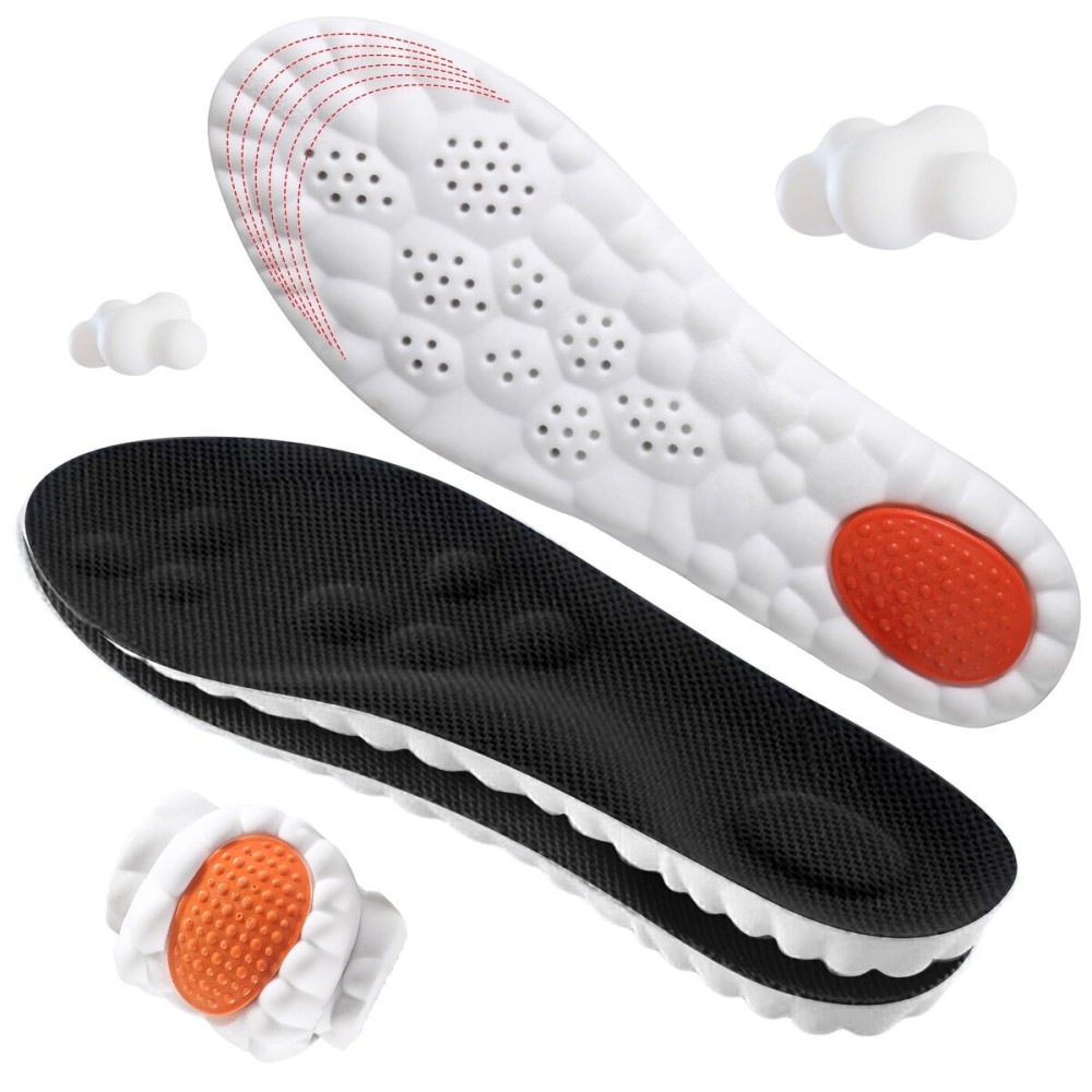 4D Cloud-Soft Comfort Soles for Men - Memory Foam Cushioning Steppers Insoles with Heel Shock Pad - Trim-to-Fit Arch Support Insoles for Enhanced Foot Comfort and Fatigue Relief(US M 7.5-10.5)