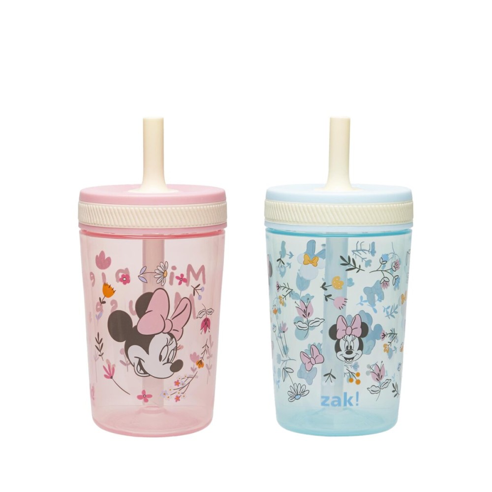 Zak Designs Disney Minnie Mouse Kelso Toddler Cups For Travel or At Home, 15oz 2-Pack Durable Plastic Sippy Cups With Leak-Proof Design is Perfect For Kids (Minnie Mouse)