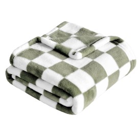 Yurhap Checkered Baby Blanket Fleece Baby Blankets for Boys, Ultra Soft Cozy Fluffy Infant Toddler Newborn Receiving Blankets for Crib Stroller, 30\'\'x40\'\', Dark Olive
