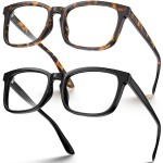 VISOONE 2 Pack Blue Light Blocking Glasses Square with Anti Computer Glare for Gaming Women and Men