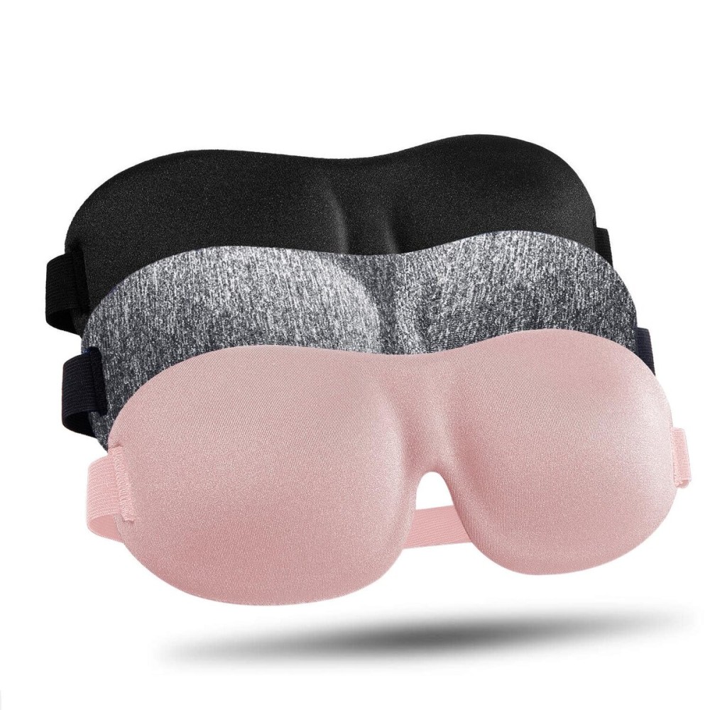 LKY DIGITAL Sleep Mask for Side Sleeper 3 Pack, Blackout 3D Eye Mask for Sleeping, Night Blindfold for Men Women