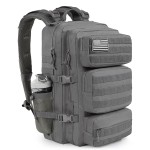 kookoomia Military Tactical Backpack 50L Large Day Backpack for Men Molle Army 3 Days Assault Pack Bug Out Bag Water Resistant and Heavy Duty Hiking Treeking Rucksack - Grey