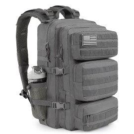 kookoomia Military Tactical Backpack 50L Large Day Backpack for Men Molle Army 3 Days Assault Pack Bug Out Bag Water Resistant and Heavy Duty Hiking Treeking Rucksack - Grey