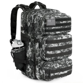 kookoomia Military Tactical Backpack 50L Large Day Backpack for Men Molle Army 3 Days Assault Pack Bug Out Bag Water Resistant and Heavy Duty Hiking Treeking Rucksack - Black Digital Camo