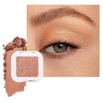 evpct Champagne Gold Glitter Eyeshadow Palette Single, Nude Gold Pink Shimmer Sparkle Cream Eye Shadow Palette Brightener Makeup for Older Women, High Pigment Long Lasting Monochrome Mini Eyeshadow