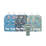 WeeSprout Double Zipper Reusable Food Pouches, Perfect for Babies & Toddlers, Freezer & Dishwasher Safe (Animals, 7 Fl Oz (Pack of 6) + Pouch Filler)