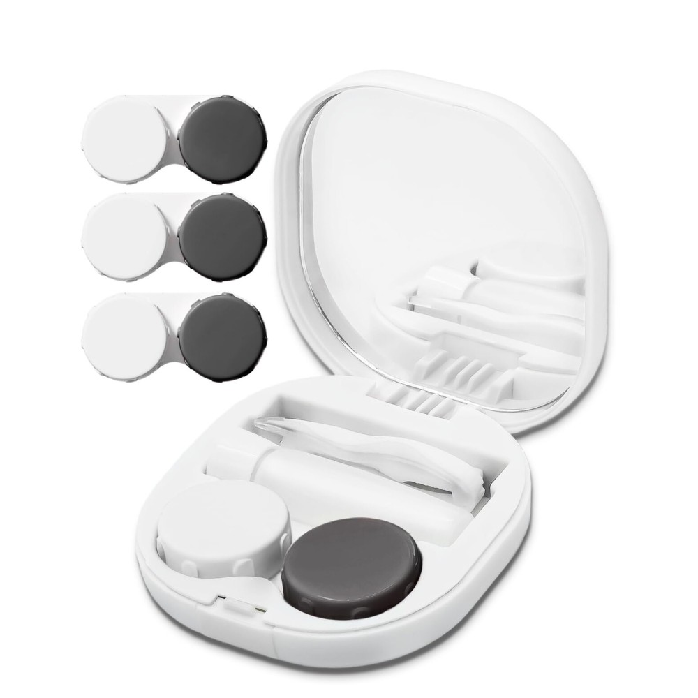 Vastsoon Contact Lens Case, Portable Contact Case with Contact Lens Applicator Tool and 3pcs Extra Solution Soaking Cases for Daily Vision Care and Outdoor Use, Travel Size (White)