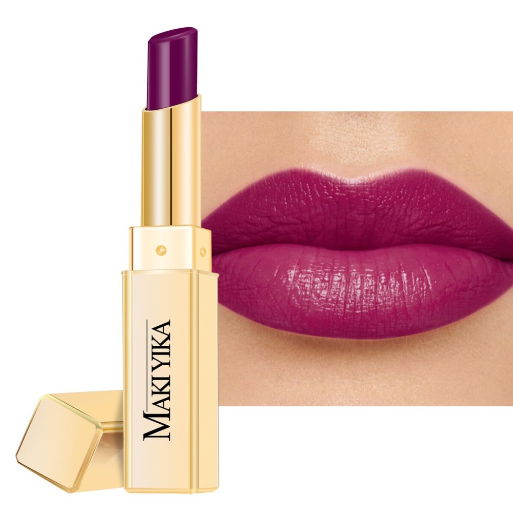 MAKI YIKA Moisture Purple Lipstick for Women Hydrate Lip Gloss for Dry Cracked Lips Weightless Glossy Lip Color Juicy Finish,MA067 Jam Purple