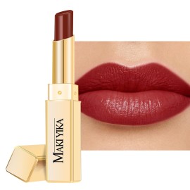 MAKI YIKA Moisture Dark Red Lipstick for Women Hydrate Lip Balm for Dry Cracked Lips Weightless Glossy Lip Color Juicy Finish,MA052 Dark Time