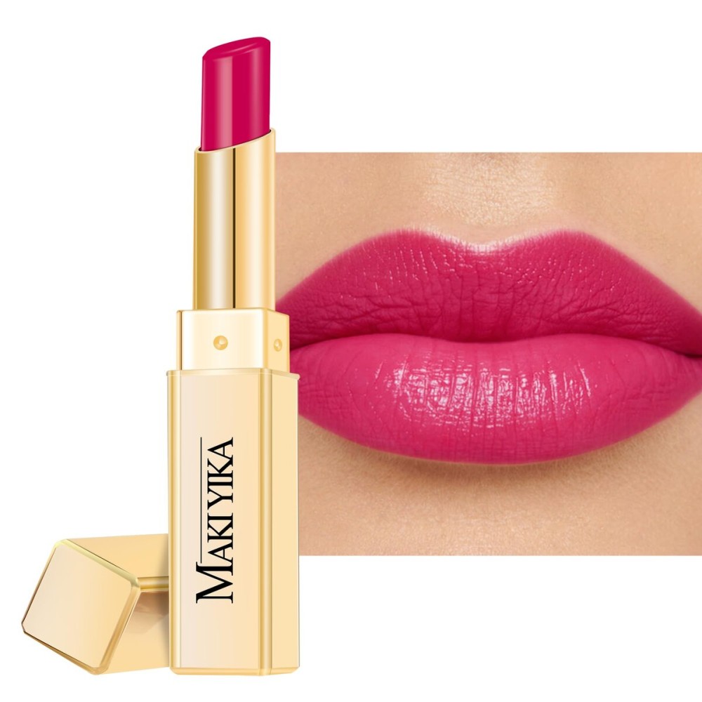 MAKI YIKA Moisture Hot Pink Lipstick for Women Hydrate Lip Balm for Dry Cracked Lips Weightless Glossy Lip Color Juicy Finish,MA056 Girl\'s Pink