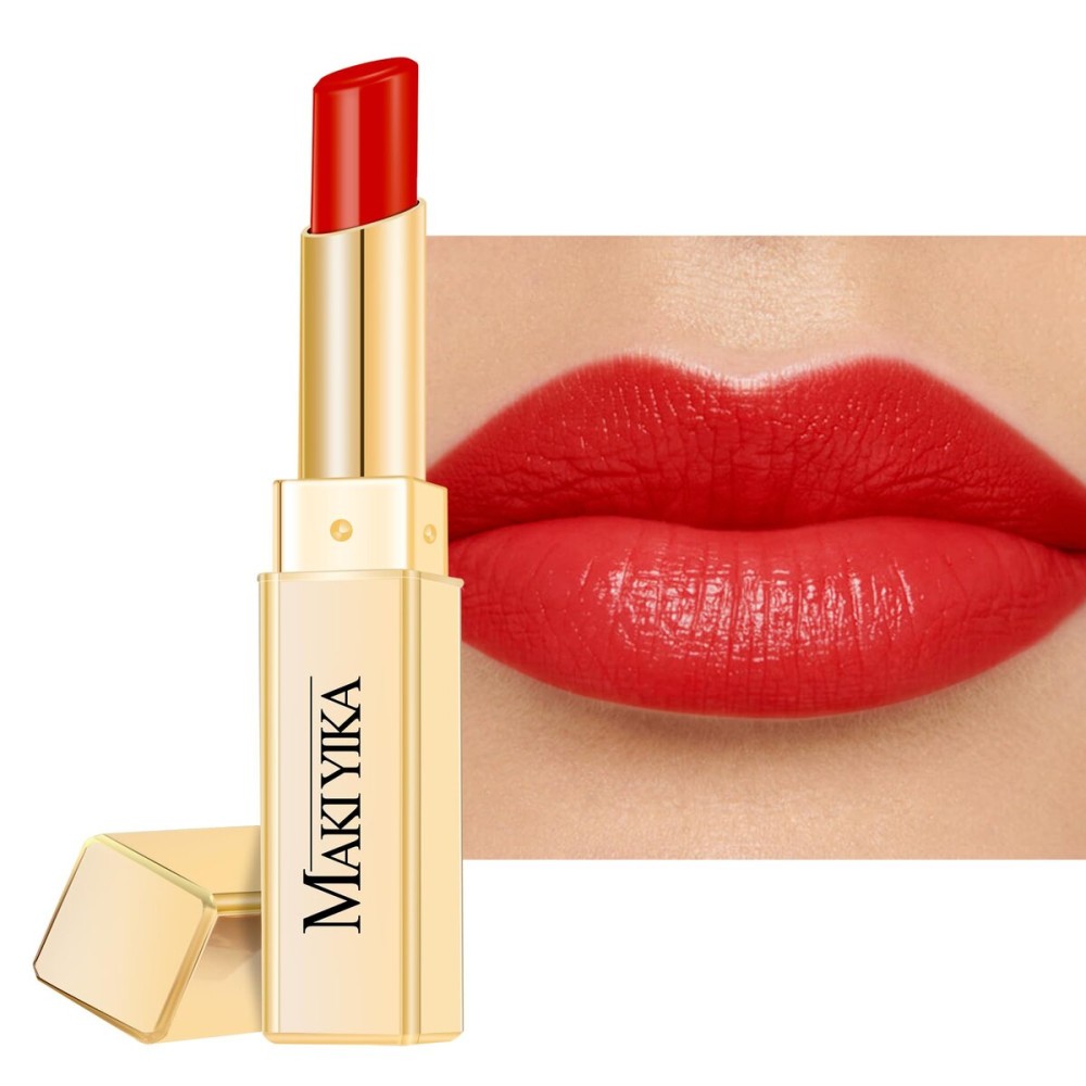MAKI YIKA Moisture Red Lipstick for Women Hydrated Tinted Lip Balm for Dry Cracked Lips Weightless Glossy Lip Color Juicy Finish,MA063 Red Soul