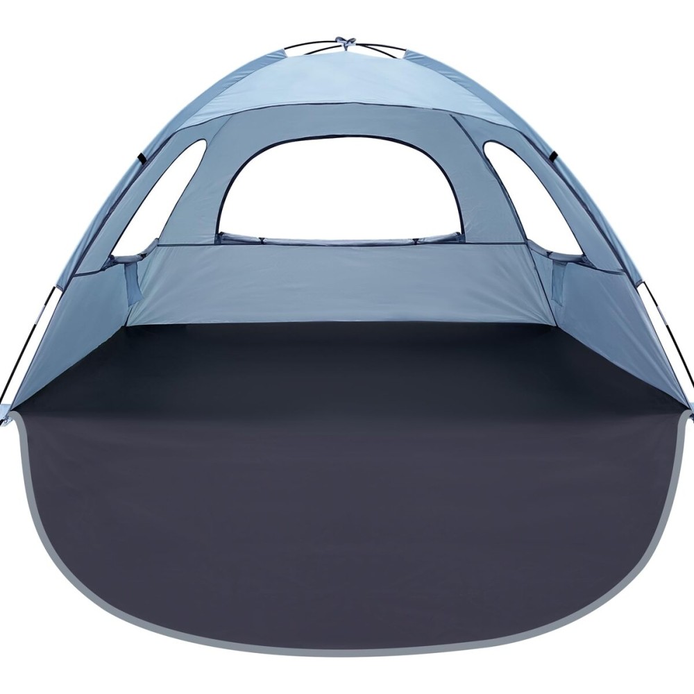 WhiteFang Beach Tent Anti-UV Portable Sun Shade Shelter for 6 Person, Extendable Floor with 3 Ventilating Mesh Windows Plus Carrying Bag, Stakes and Guy Lines (Sierra Blue)
