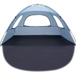 WhiteFang Beach Tent Anti-UV Portable Sun Shade Shelter for 6 Person, Extendable Floor with 3 Ventilating Mesh Windows Plus Carrying Bag, Stakes and Guy Lines (Sierra Blue)